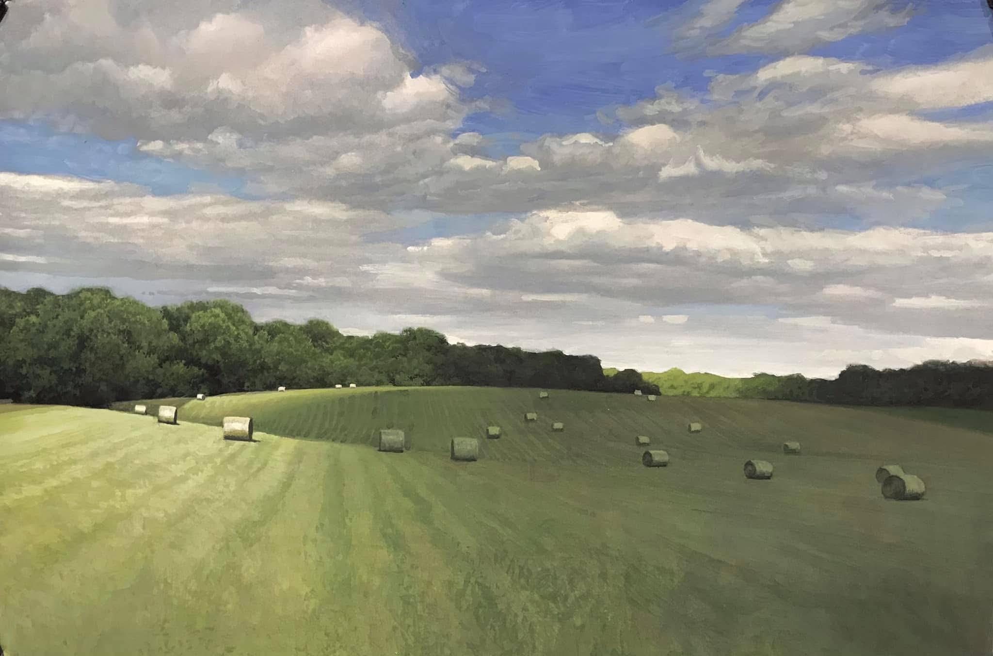 watercolor painting of bales