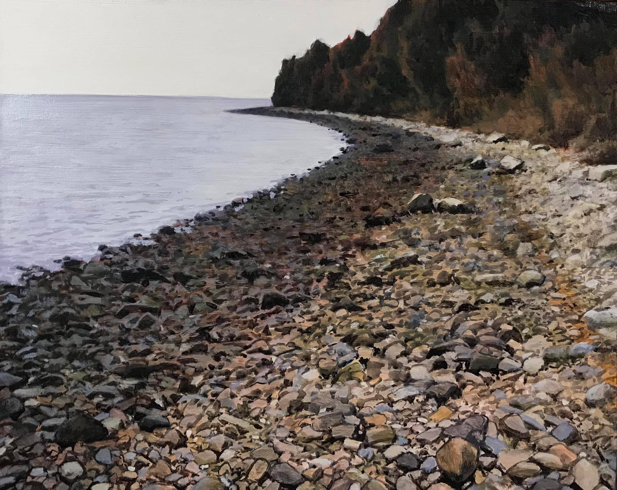 painting of beach rocks
