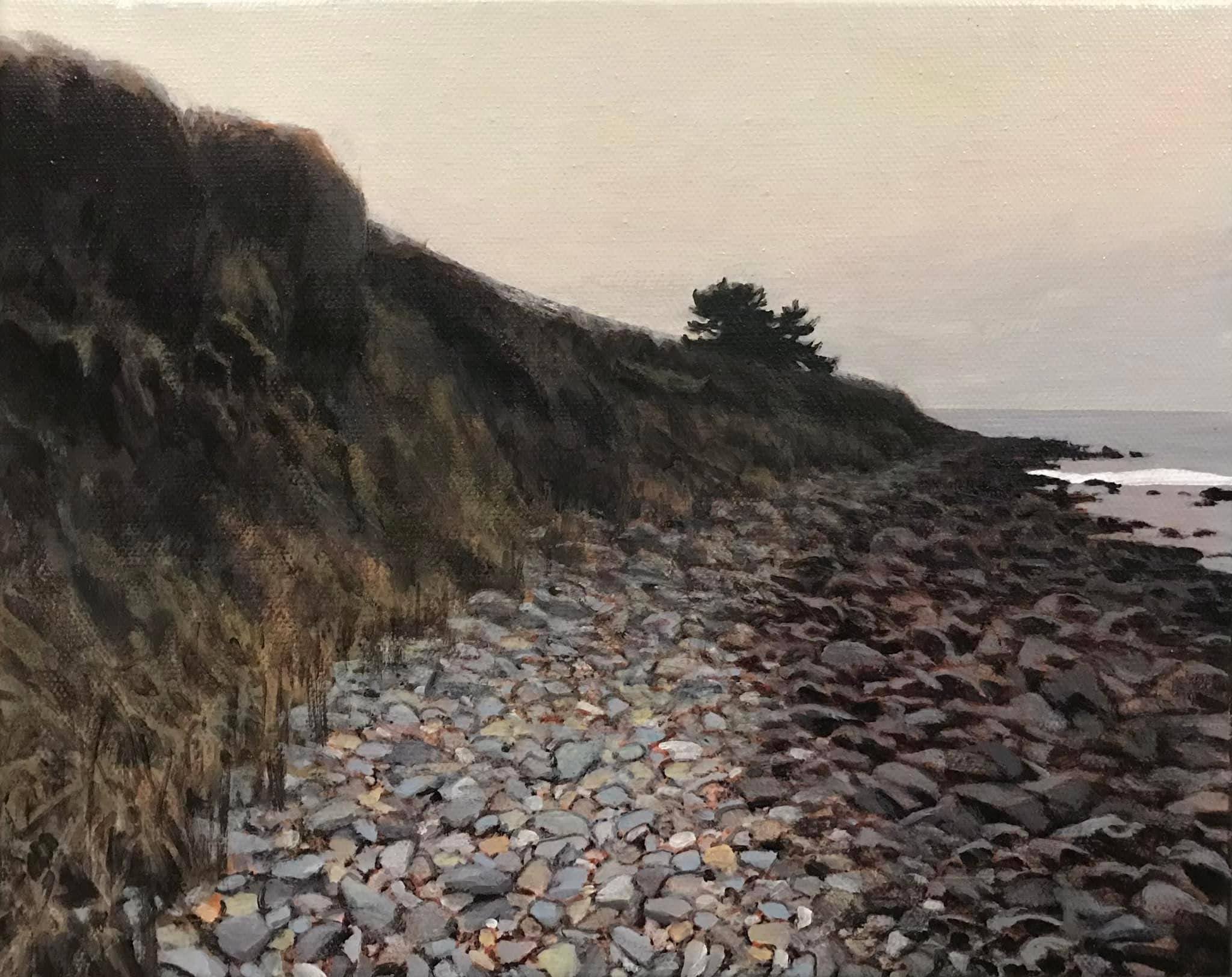 painting of beach rocks