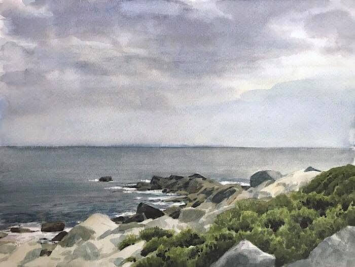 watercolor painting of calm