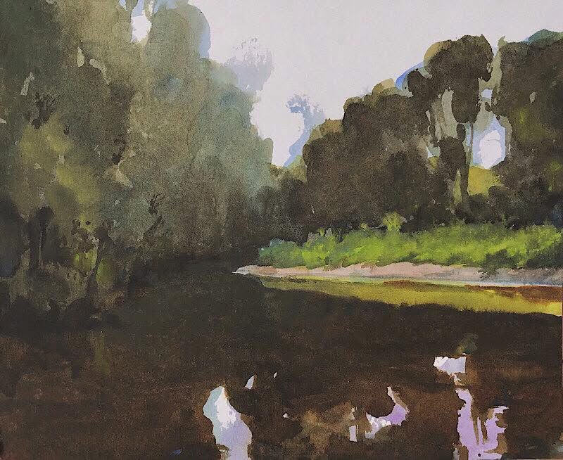 watercolor painting of stream