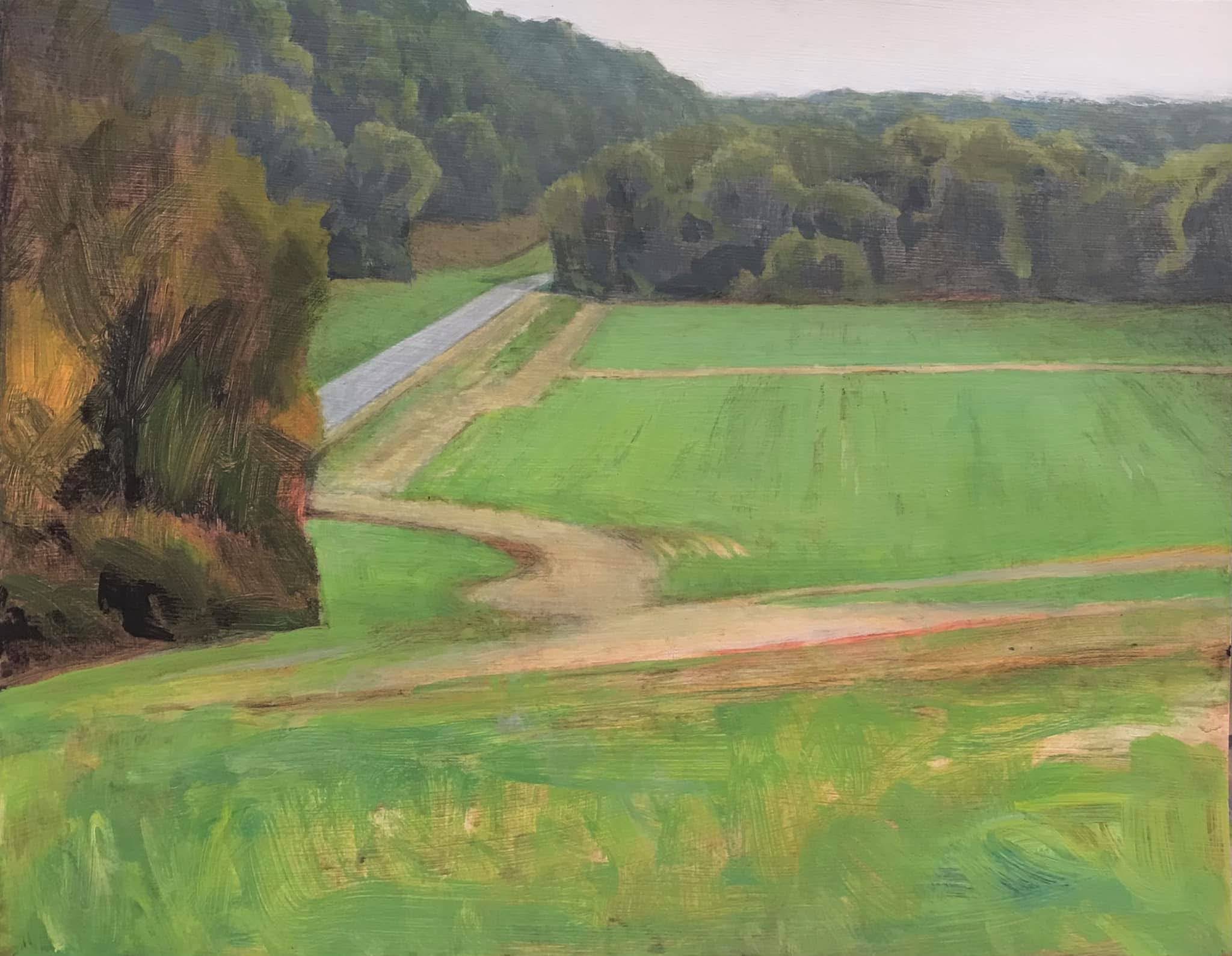 painting of green field