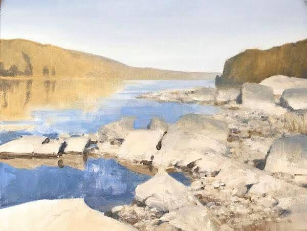 painting of low river