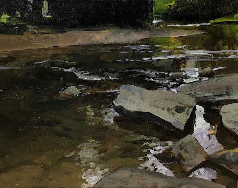 painting of stream pool